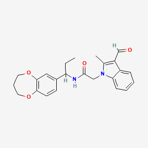 molecular formula C24H26N2O4 B11246633 N-[1-(3,4-dihydro-2H-1,5-benzodioxepin-7-yl)propyl]-2-(3-formyl-2-methyl-1H-indol-1-yl)acetamide 