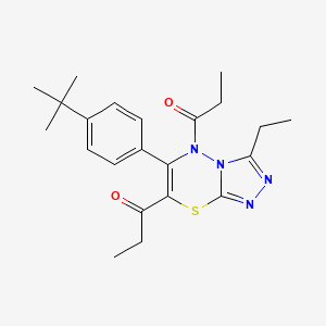 1-[6-(4-Tert-butylphenyl)-3-ethyl-7-propanoyl-5H-[1,2,4]triazolo[3,4-B][1,3,4]thiadiazin-5-YL]propan-1-one