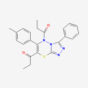 1-[6-(4-Methylphenyl)-3-phenyl-7-propanoyl-5H-[1,2,4]triazolo[3,4-B][1,3,4]thiadiazin-5-YL]propan-1-one