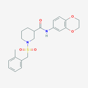 molecular formula C22H26N2O5S B11246658 N-(2,3-dihydro-1,4-benzodioxin-6-yl)-1-[(2-methylbenzyl)sulfonyl]piperidine-3-carboxamide 