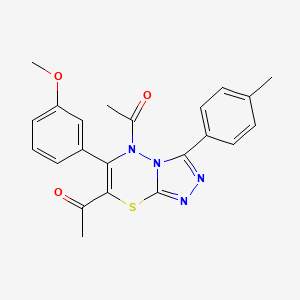 1,1'-[6-(3-methoxyphenyl)-3-(4-methylphenyl)-5H-[1,2,4]triazolo[3,4-b][1,3,4]thiadiazine-5,7-diyl]diethanone