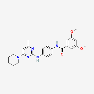 molecular formula C25H29N5O3 B11246765 3,5-Dimethoxy-N-(4-{[4-methyl-6-(piperidin-1-YL)pyrimidin-2-YL]amino}phenyl)benzamide 