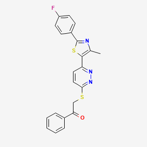 molecular formula C22H16FN3OS2 B11246802 2-((6-(2-(4-Fluorophenyl)-4-methylthiazol-5-yl)pyridazin-3-yl)thio)-1-phenylethanone 