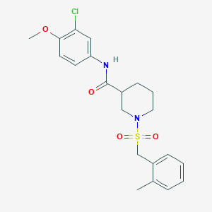 molecular formula C21H25ClN2O4S B11246813 N-(3-chloro-4-methoxyphenyl)-1-[(2-methylbenzyl)sulfonyl]piperidine-3-carboxamide 