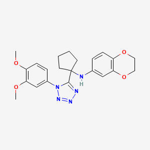 molecular formula C22H25N5O4 B11246825 N-{1-[1-(3,4-dimethoxyphenyl)-1H-tetrazol-5-yl]cyclopentyl}-2,3-dihydro-1,4-benzodioxin-6-amine 