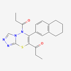 molecular formula C20H22N4O2S B11246863 1-[5-Propanoyl-6-(5,6,7,8-tetrahydronaphthalen-2-YL)-5H-[1,2,4]triazolo[3,4-B][1,3,4]thiadiazin-7-YL]propan-1-one 