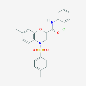 molecular formula C23H21ClN2O4S B11246898 N-(2-chlorophenyl)-7-methyl-4-[(4-methylphenyl)sulfonyl]-3,4-dihydro-2H-1,4-benzoxazine-2-carboxamide 