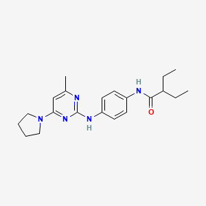 molecular formula C21H29N5O B11246931 2-Ethyl-N-(4-{[4-methyl-6-(pyrrolidin-1-YL)pyrimidin-2-YL]amino}phenyl)butanamide 