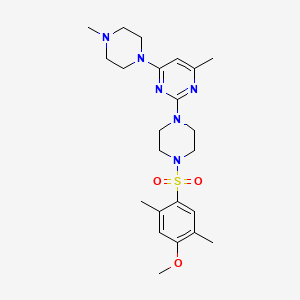 molecular formula C23H34N6O3S B11246947 2-[4-(4-Methoxy-2,5-dimethylbenzenesulfonyl)piperazin-1-yl]-4-methyl-6-(4-methylpiperazin-1-yl)pyrimidine 