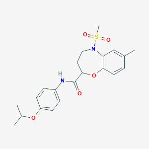 7-methyl-5-(methylsulfonyl)-N-[4-(propan-2-yloxy)phenyl]-2,3,4,5-tetrahydro-1,5-benzoxazepine-2-carboxamide