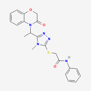 2-({4-methyl-5-[1-(3-oxo-2,3-dihydro-4H-1,4-benzoxazin-4-yl)ethyl]-4H-1,2,4-triazol-3-yl}sulfanyl)-N-phenylacetamide