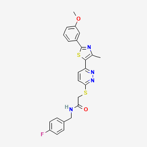 molecular formula C24H21FN4O2S2 B11246965 N-(4-fluorobenzyl)-2-((6-(2-(3-methoxyphenyl)-4-methylthiazol-5-yl)pyridazin-3-yl)thio)acetamide 