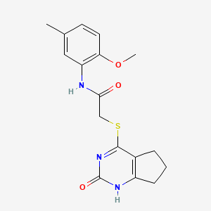 molecular formula C17H19N3O3S B11247016 N-(2-Methoxy-5-methylphenyl)-2-({2-oxo-1H,2H,5H,6H,7H-cyclopenta[D]pyrimidin-4-YL}sulfanyl)acetamide 