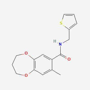 8-methyl-N-(thiophen-2-ylmethyl)-3,4-dihydro-2H-1,5-benzodioxepine-7-carboxamide