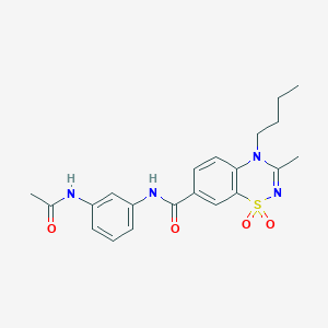 molecular formula C21H24N4O4S B11247065 N-[3-(acetylamino)phenyl]-4-butyl-3-methyl-4H-1,2,4-benzothiadiazine-7-carboxamide 1,1-dioxide 