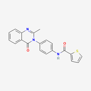 molecular formula C20H15N3O2S B11247077 N-(4-(2-methyl-4-oxoquinazolin-3(4H)-yl)phenyl)thiophene-2-carboxamide 