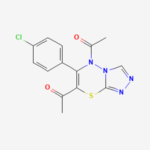 1,1'-[6-(4-chlorophenyl)-5H-[1,2,4]triazolo[3,4-b][1,3,4]thiadiazine-5,7-diyl]diethanone