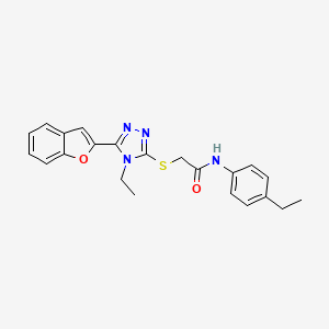 molecular formula C22H22N4O2S B11247102 2-{[5-(1-benzofuran-2-yl)-4-ethyl-4H-1,2,4-triazol-3-yl]sulfanyl}-N-(4-ethylphenyl)acetamide 