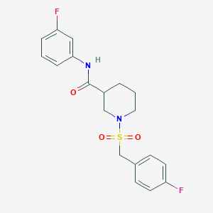 molecular formula C19H20F2N2O3S B11247107 1-[(4-fluorobenzyl)sulfonyl]-N-(3-fluorophenyl)piperidine-3-carboxamide 