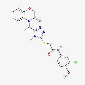 N-(3-chloro-4-methoxyphenyl)-2-({4-methyl-5-[1-(3-oxo-2,3-dihydro-4H-1,4-benzoxazin-4-yl)ethyl]-4H-1,2,4-triazol-3-yl}sulfanyl)acetamide