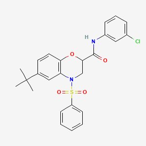 6-tert-butyl-N-(3-chlorophenyl)-4-(phenylsulfonyl)-3,4-dihydro-2H-1,4-benzoxazine-2-carboxamide