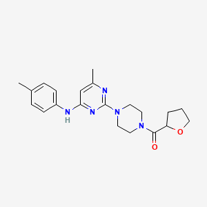 molecular formula C21H27N5O2 B11247144 (4-(4-Methyl-6-(p-tolylamino)pyrimidin-2-yl)piperazin-1-yl)(tetrahydrofuran-2-yl)methanone 