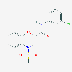 molecular formula C17H17ClN2O4S B11247151 N-(3-chloro-2-methylphenyl)-4-(methylsulfonyl)-3,4-dihydro-2H-1,4-benzoxazine-2-carboxamide 