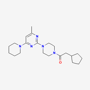 molecular formula C21H33N5O B11247171 2-Cyclopentyl-1-(4-(4-methyl-6-(piperidin-1-yl)pyrimidin-2-yl)piperazin-1-yl)ethanone 