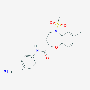 N-[4-(Cyanomethyl)phenyl]-5-methanesulfonyl-7-methyl-2,3,4,5-tetrahydro-1,5-benzoxazepine-2-carboxamide