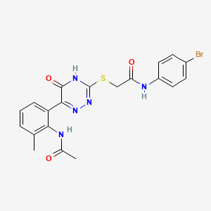 molecular formula C20H18BrN5O3S B11247198 N-(4-Bromophenyl)-2-{[6-(2-acetamido-3-methylphenyl)-5-oxo-4,5-dihydro-1,2,4-triazin-3-YL]sulfanyl}acetamide 