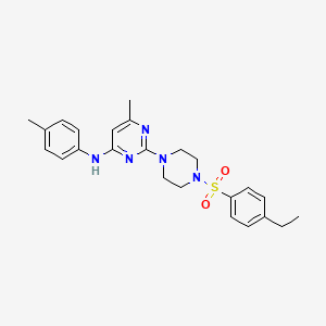 molecular formula C24H29N5O2S B11247210 2-(4-((4-ethylphenyl)sulfonyl)piperazin-1-yl)-6-methyl-N-(p-tolyl)pyrimidin-4-amine 