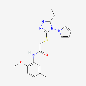 2-{[5-ethyl-4-(1H-pyrrol-1-yl)-4H-1,2,4-triazol-3-yl]sulfanyl}-N-(2-methoxy-5-methylphenyl)acetamide