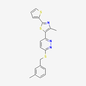 4-Methyl-5-(6-((3-methylbenzyl)thio)pyridazin-3-yl)-2-(thiophen-2-yl)thiazole