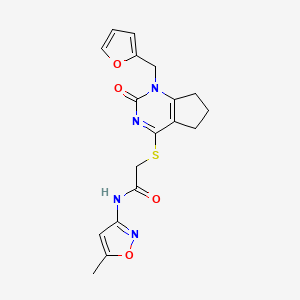 2-((1-(furan-2-ylmethyl)-2-oxo-2,5,6,7-tetrahydro-1H-cyclopenta[d]pyrimidin-4-yl)thio)-N-(5-methylisoxazol-3-yl)acetamide