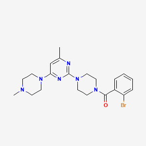 molecular formula C21H27BrN6O B11247257 2-[4-(2-Bromobenzoyl)piperazin-1-yl]-4-methyl-6-(4-methylpiperazin-1-yl)pyrimidine 