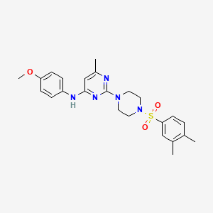 molecular formula C24H29N5O3S B11247277 2-[4-(3,4-Dimethylbenzenesulfonyl)piperazin-1-YL]-N-(4-methoxyphenyl)-6-methylpyrimidin-4-amine 