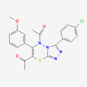 1,1'-[3-(4-chlorophenyl)-6-(3-methoxyphenyl)-5H-[1,2,4]triazolo[3,4-b][1,3,4]thiadiazine-5,7-diyl]diethanone