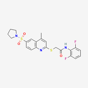 molecular formula C22H21F2N3O3S2 B11247381 N-(2,6-difluorophenyl)-2-{[4-methyl-6-(pyrrolidin-1-ylsulfonyl)quinolin-2-yl]sulfanyl}acetamide 