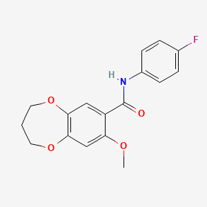 molecular formula C17H16FNO4 B11247389 N-(4-fluorophenyl)-8-methoxy-3,4-dihydro-2H-1,5-benzodioxepine-7-carboxamide 