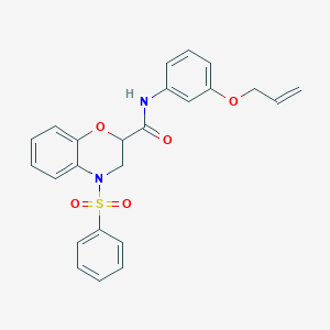 molecular formula C24H22N2O5S B11247398 4-(phenylsulfonyl)-N-[3-(prop-2-en-1-yloxy)phenyl]-3,4-dihydro-2H-1,4-benzoxazine-2-carboxamide 