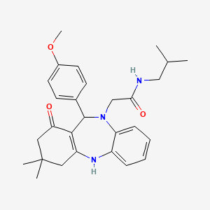 2-[1-hydroxy-11-(4-methoxyphenyl)-3,3-dimethyl-2,3,4,11-tetrahydro-10H-dibenzo[b,e][1,4]diazepin-10-yl]-N-isobutylacetamide