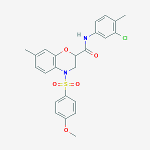 molecular formula C24H23ClN2O5S B11247435 N-(3-chloro-4-methylphenyl)-4-[(4-methoxyphenyl)sulfonyl]-7-methyl-3,4-dihydro-2H-1,4-benzoxazine-2-carboxamide 