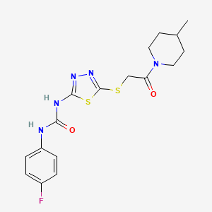 molecular formula C17H20FN5O2S2 B11247439 1-(4-Fluorophenyl)-3-(5-{[2-(4-methylpiperidin-1-YL)-2-oxoethyl]sulfanyl}-1,3,4-thiadiazol-2-YL)urea 