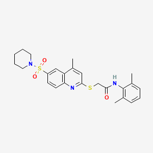 molecular formula C25H29N3O3S2 B11247476 N-(2,6-Dimethylphenyl)-2-{[4-methyl-6-(piperidine-1-sulfonyl)quinolin-2-YL]sulfanyl}acetamide 