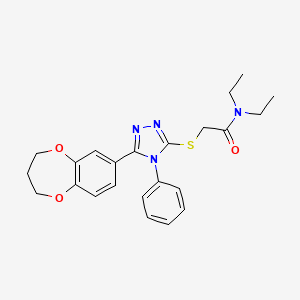 2-{[5-(3,4-dihydro-2H-1,5-benzodioxepin-7-yl)-4-phenyl-4H-1,2,4-triazol-3-yl]sulfanyl}-N,N-diethylacetamide