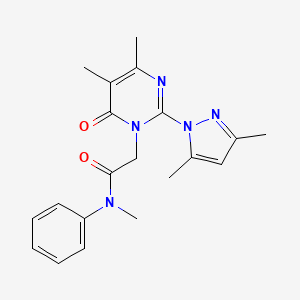 molecular formula C20H23N5O2 B11247514 2-(2-(3,5-dimethyl-1H-pyrazol-1-yl)-4,5-dimethyl-6-oxopyrimidin-1(6H)-yl)-N-methyl-N-phenylacetamide 