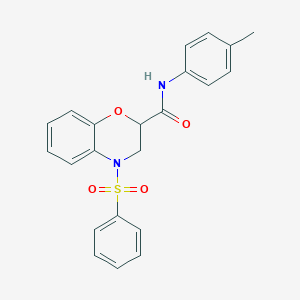 molecular formula C22H20N2O4S B11247571 N-(4-methylphenyl)-4-(phenylsulfonyl)-3,4-dihydro-2H-1,4-benzoxazine-2-carboxamide 