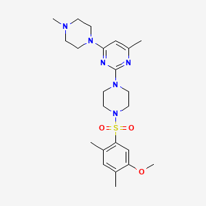 molecular formula C23H34N6O3S B11247574 2-(4-((5-Methoxy-2,4-dimethylphenyl)sulfonyl)piperazin-1-yl)-4-methyl-6-(4-methylpiperazin-1-yl)pyrimidine 