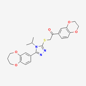 2-{[5-(3,4-dihydro-2H-1,5-benzodioxepin-7-yl)-4-(propan-2-yl)-4H-1,2,4-triazol-3-yl]sulfanyl}-1-(2,3-dihydro-1,4-benzodioxin-6-yl)ethanone