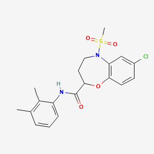 molecular formula C19H21ClN2O4S B11247590 7-chloro-N-(2,3-dimethylphenyl)-5-(methylsulfonyl)-2,3,4,5-tetrahydro-1,5-benzoxazepine-2-carboxamide 